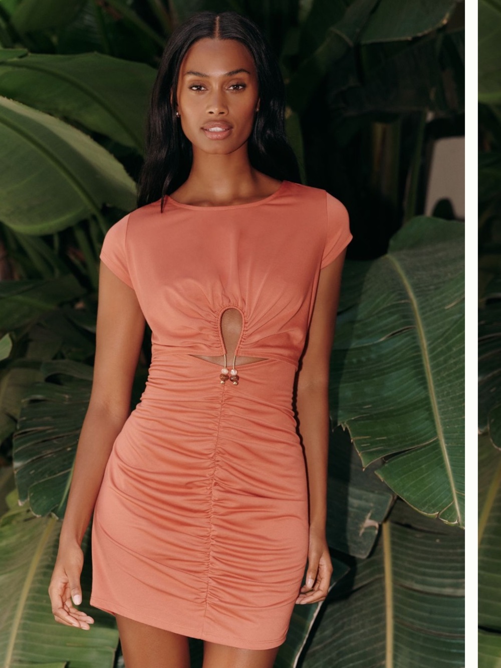 Anthropologie Celandine Terroccota Cutout Ruched Mini Dress